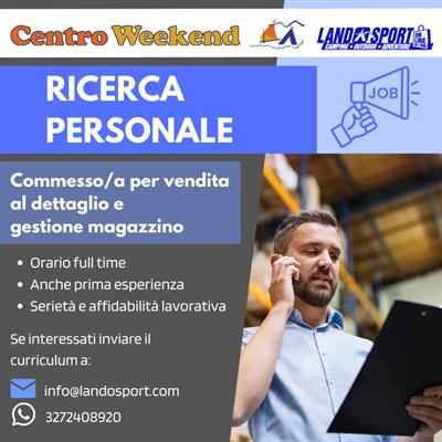 Commesso/a per vendita al dettaglio e gestione magazzino