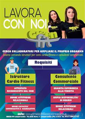Istruttore per corsi cardio/fitness o consulente commerciale