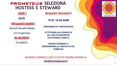 Hostess e steward bari da marzo